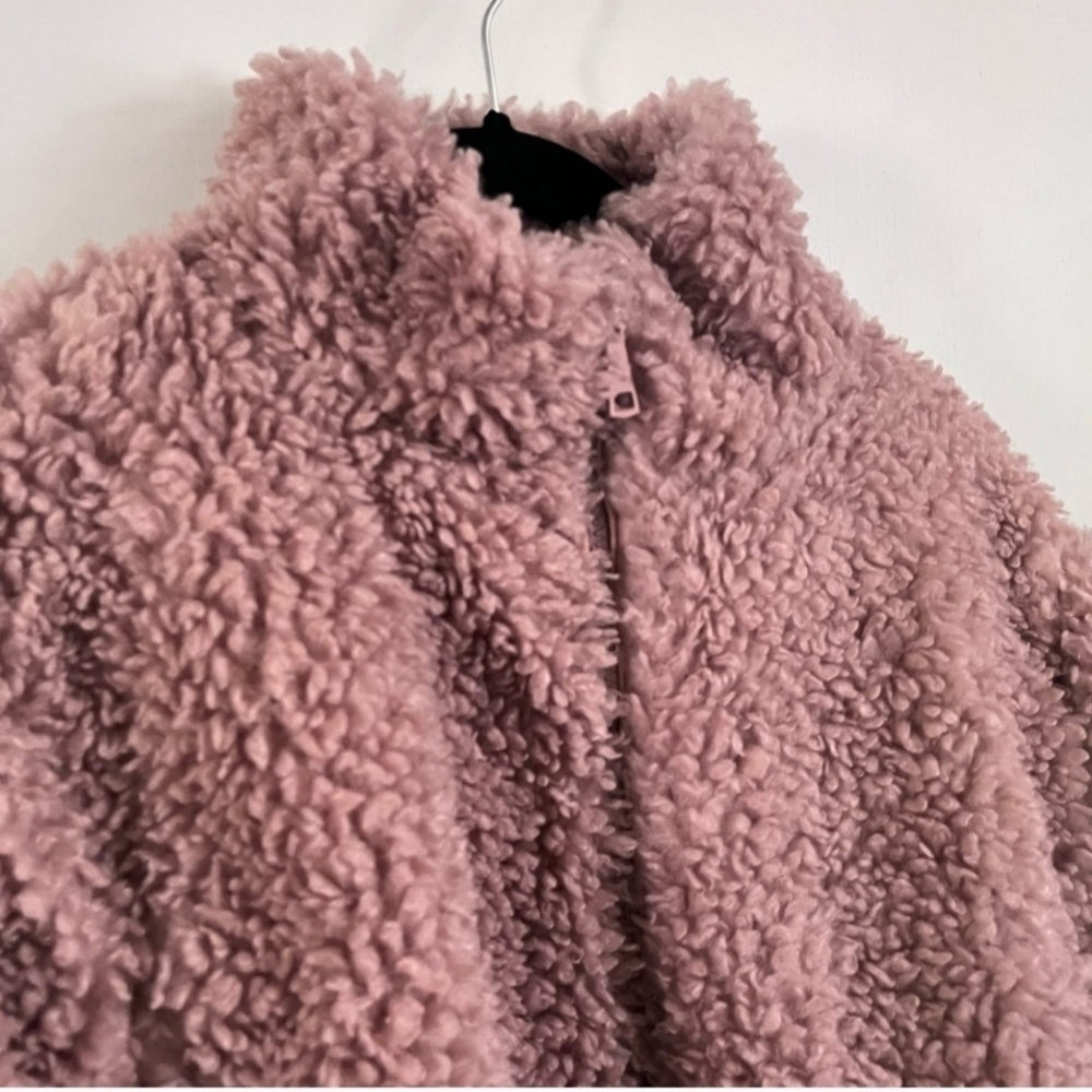 Love Tree Teddy Jacket Mauve Large Bomber Style Zip Front - Picture 8 of 14